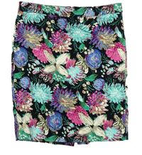 Dámska čierno-farebná kvetovaná púzdrová sukňa J. Crew