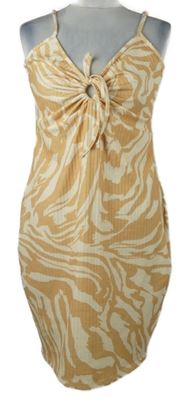 Dámské oranžovo-smetanové vzorované žebrované šaty H&M