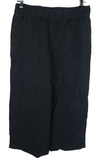 Dámské černé culottes lněné kalhoty H&M