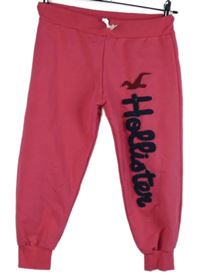 Dámské tmavorůžové capri tepláky s logem Hollister 