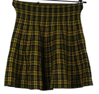 Dámska čierno-žltá kockovaná pletená sukňa Primark