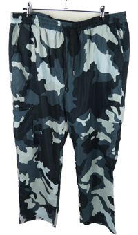 Pánské černo-šedé army šusťákové cargo kalhoty vel. 3XL