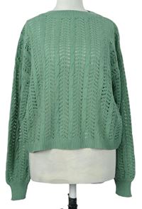 Dámsky zelený ažurový crop sveter Quiz