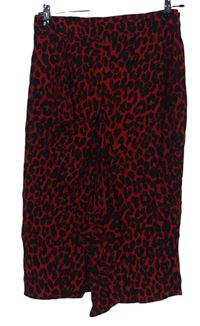 Dámska červeno-čierna vzorovaná sukňa s volánikom Zara