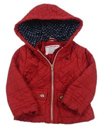 Červená prešívaná zateplená bunda s kapucňou TU