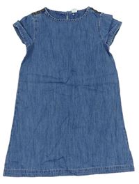 Modré rifľové šaty s gombíky Next