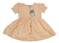 Meruňkovo-bílé kostkované plátěné šaty Primark
