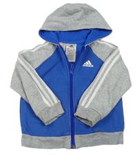 Modro-sivá prepínaci mikina s logom a kapucňou Adidas