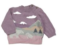 Fialovo-farebný sveter s medveďmi Tu