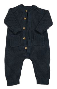Tmavomodro-čierny melírovaný pletený overal George