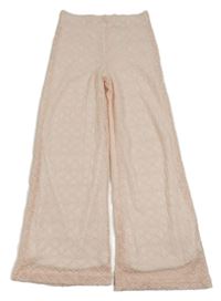 Svetloružová -biele krajkované nohavice Leigh Tucker