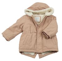 Světlerůžová šusťáková zimní bunda s kapucí Primark