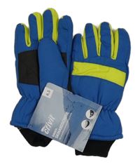 Nové - Modro-žluté šusťákové zimní funkční rukavice Crivit
