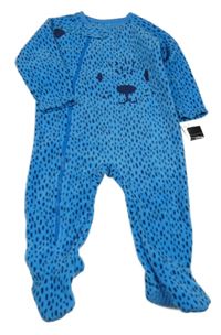 Nové - Modrý fleecový overal s flíčky a medvědem Dunnes