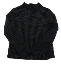 Čierne pruhované zamatové tričko