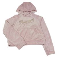 Svetloružová plyšová crop mikina s logom a kapucňou Pineapple