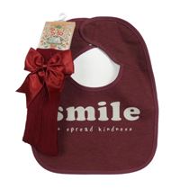 2set- vínový bryndák s nápisem+ červené podkolenky s mašlí 