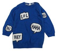 Modrý sveter s nápismi H&M