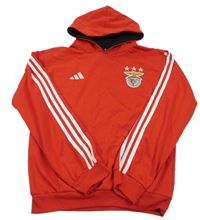 Nové - Červená futbalová mikina s nášivkou a kapucňou