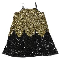 Černo-zlaté flitrované šaty na ramínka M&S