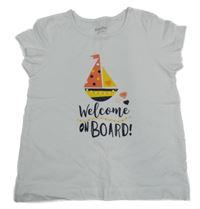 Biele tričko s lodí a nápisom Lupilu