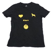 Čierne tričko so srdiečkom a psem H&M