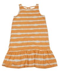 Bielo-oranžové pruhované bavlnené šaty Yigga