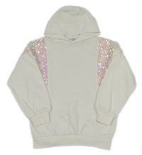 Biela mikina s flitrami a kapucňou Primark