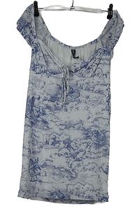 Dámska modro-biela vzorovaná sieťovaná tunika so zavazováním Motel