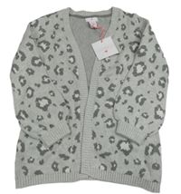 Sivý vzorovaný pletený cardigan Lulurain