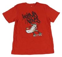 Červené tričko s obrákem H&M