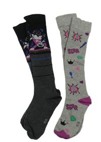 2x šedé podkolenky s nápisy - šedé + tmavošedé 