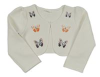 Bílé propínací bolérko s motýly