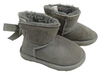 Sivé semišové zimné papučky Lily & Dan vel. 28