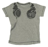 Sivé tričko so sluchátky Next