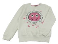 Biela prešívaná mikina so smajlíkom