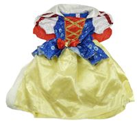 Kostým - Modro-červeno-žluté saténové šaty - Sněhurka 