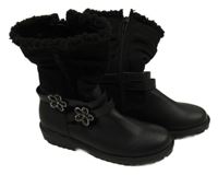 Nové - Černé kozačky s kytičkami vel.34