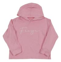 Svetloružové tričko s nápisom a kapucňou