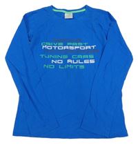 Modré pyžamové triko s nápisy Pocopiano