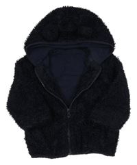 Tmavomodrá huňatá podšitá prepínaci mikina s kapucňou M&S