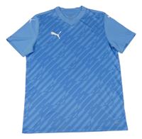 Světlemodré vzorované sportovní funkční tričko s logem Puma