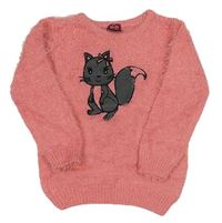 Ružový chlpatý sveter s veverkou Kiki&Koko