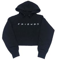 Černá crop mikina Friends s kapucňou