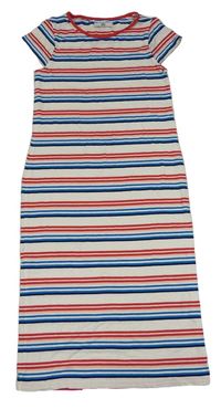 Bílo-červeno-modré pruhované dlouhé šaty M&S