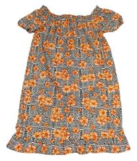 Bílo-černé vzorované šaty s květy Primark