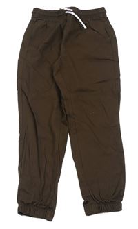 Kávové plátenné cuff nohavice H&M