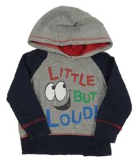 Sivo-tmavomodrá mikina s nápisom a kapucňou zn. Bluezoo