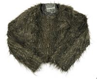 Šedo-černá kožešinová podšitá crop bunda New Look