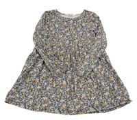 Tmavomodré bavlnené šaty s kvietkami H&M